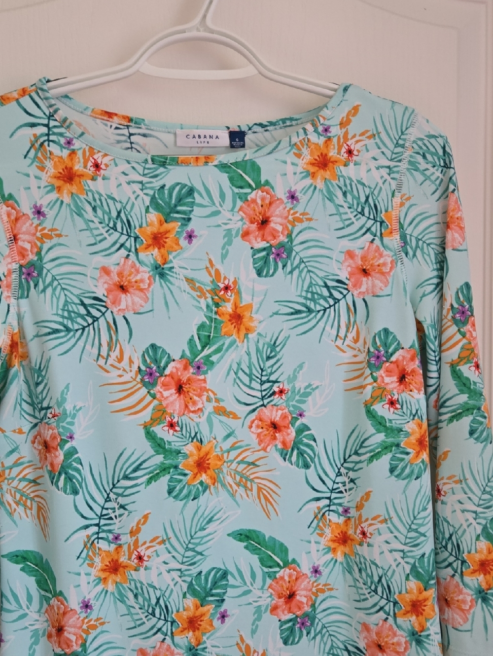 Cabana Life Floral Long Sleeve Tee in Mint, Orange, Pink, Green